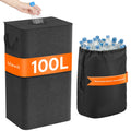 Lifewit 100L Pfandflaschen Sammelbehälter mit Deckel, Groß Pfandflaschen Aufbewahrung, Behälter Leergut & Altglas Aufbewahrung, Flaschensammler mit Loch Küche Abstellraum Flaschentasche, Dunkelgrau