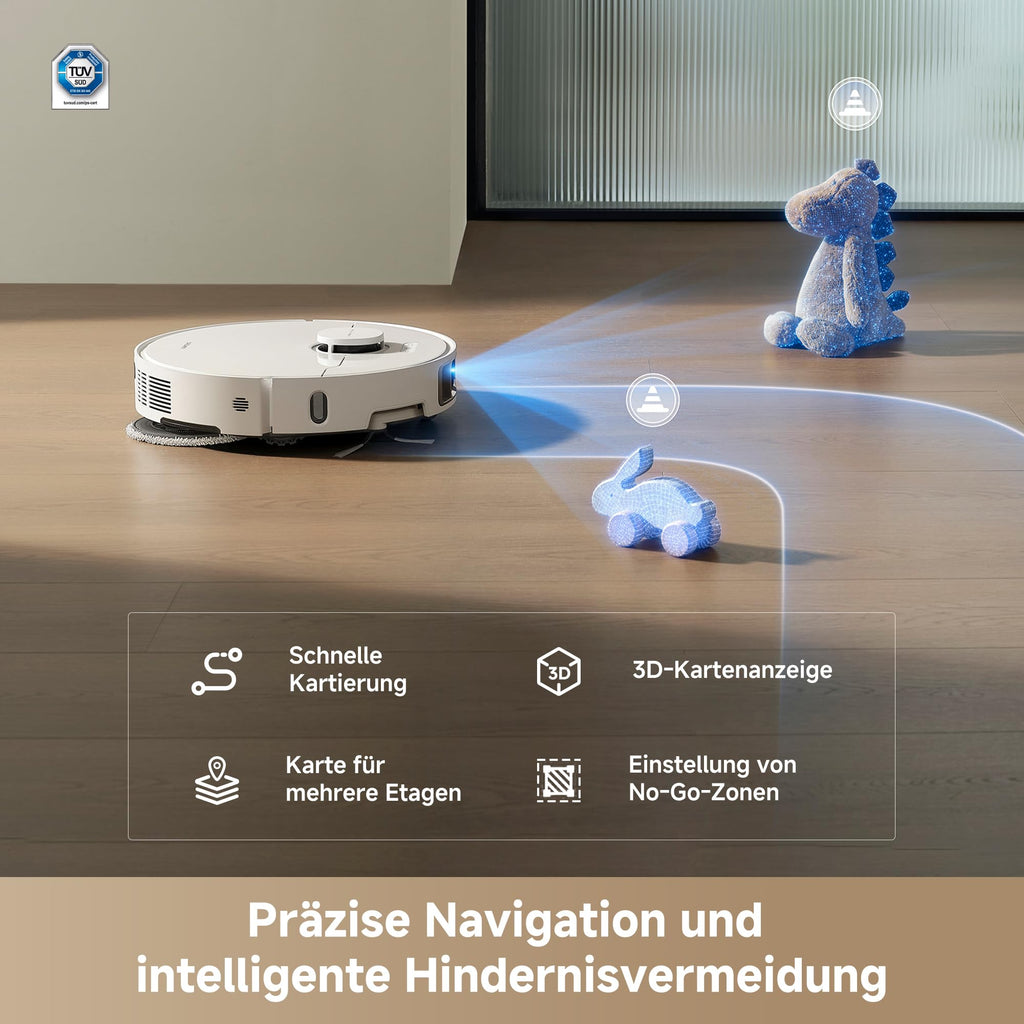 DREAME L10s Ultra Gen 3 Kit staubsauger mit wischfunktion mit einer Saugkraft von 25.000 Pa, Seitenbürste und Mopp ausfahrbar, selbstreinigende All-in-One-Dockingstation, Steuerung per App und Sprache