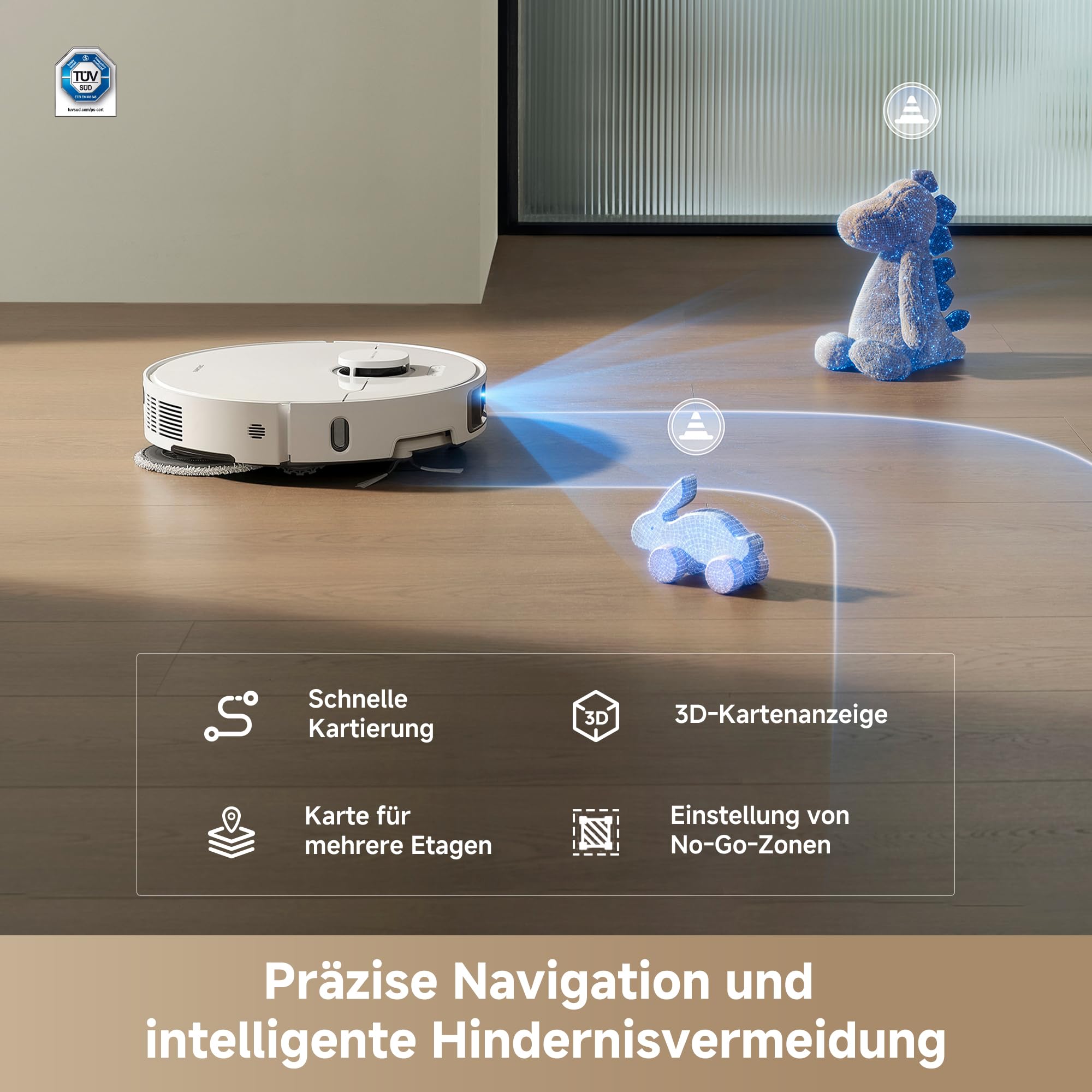 DREAME L10s Ultra Gen 3 Kit staubsauger mit wischfunktion mit einer Saugkraft von 25.000 Pa, Seitenbürste und Mopp ausfahrbar, selbstreinigende All-in-One-Dockingstation, Steuerung per App und Sprache