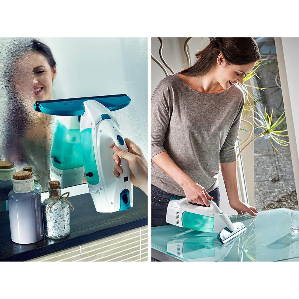 Leifheit Fenstersauger Set Dry and Clean mit 28 cm Saugdüse für 360° streifenfreie Reinigung, Fensterreiniger verwendbar bis zu 38 min, Fensterputzer mit Stand-by-Automatik und Click-System