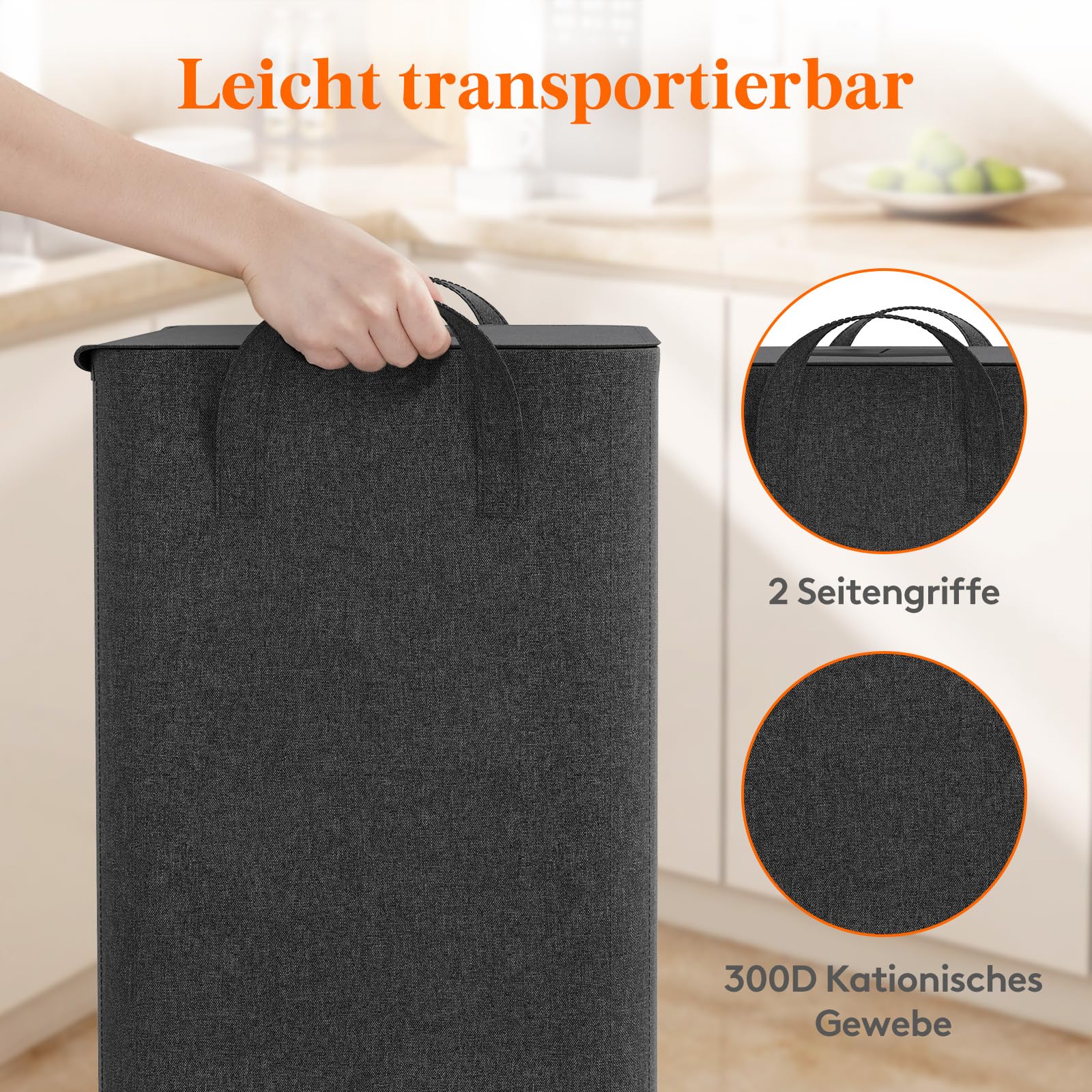 Lifewit 100L Pfandflaschen Sammelbehälter mit Deckel, Groß Pfandflaschen Aufbewahrung, Behälter Leergut & Altglas Aufbewahrung, Flaschensammler mit Loch Küche Abstellraum Flaschentasche, Dunkelgrau