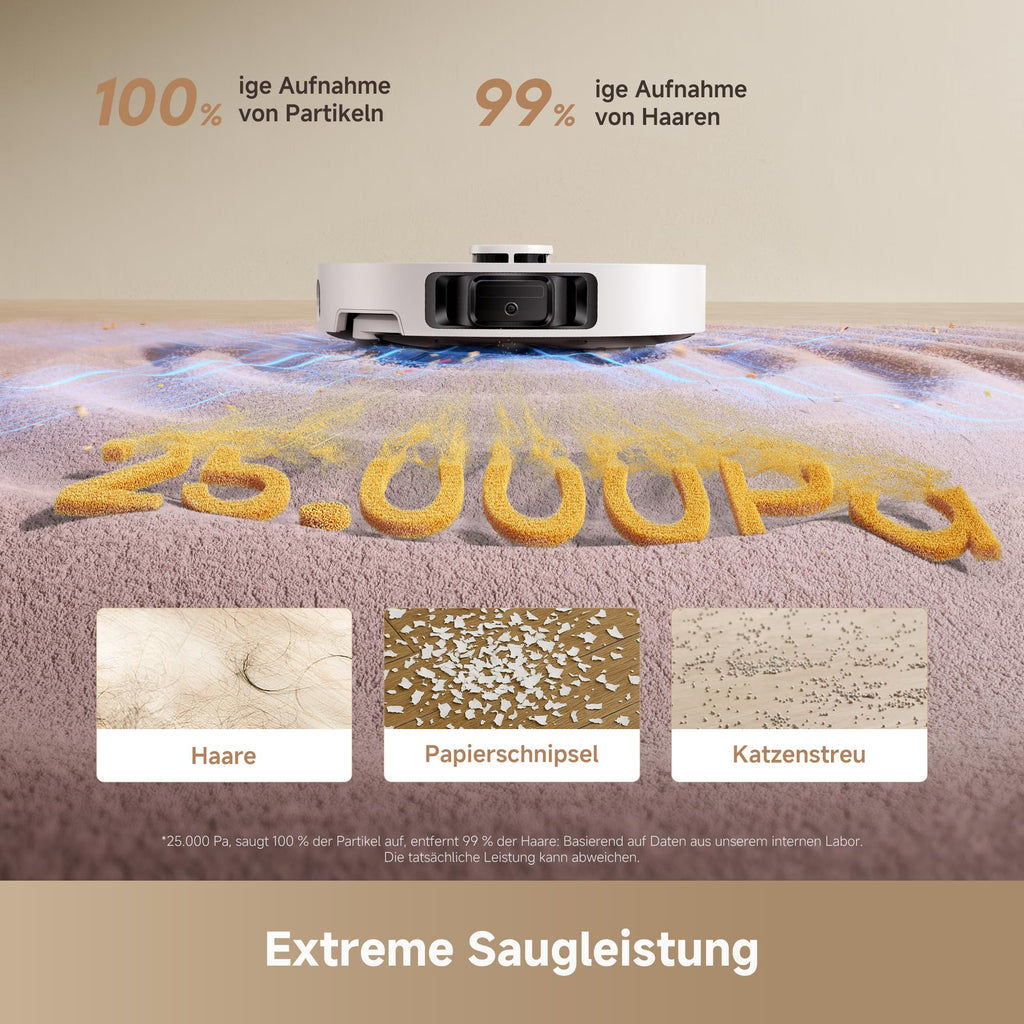 DREAME L10s Ultra Gen 3 Kit staubsauger mit wischfunktion mit einer Saugkraft von 25.000 Pa, Seitenbürste und Mopp ausfahrbar, selbstreinigende All-in-One-Dockingstation, Steuerung per App und Sprache
