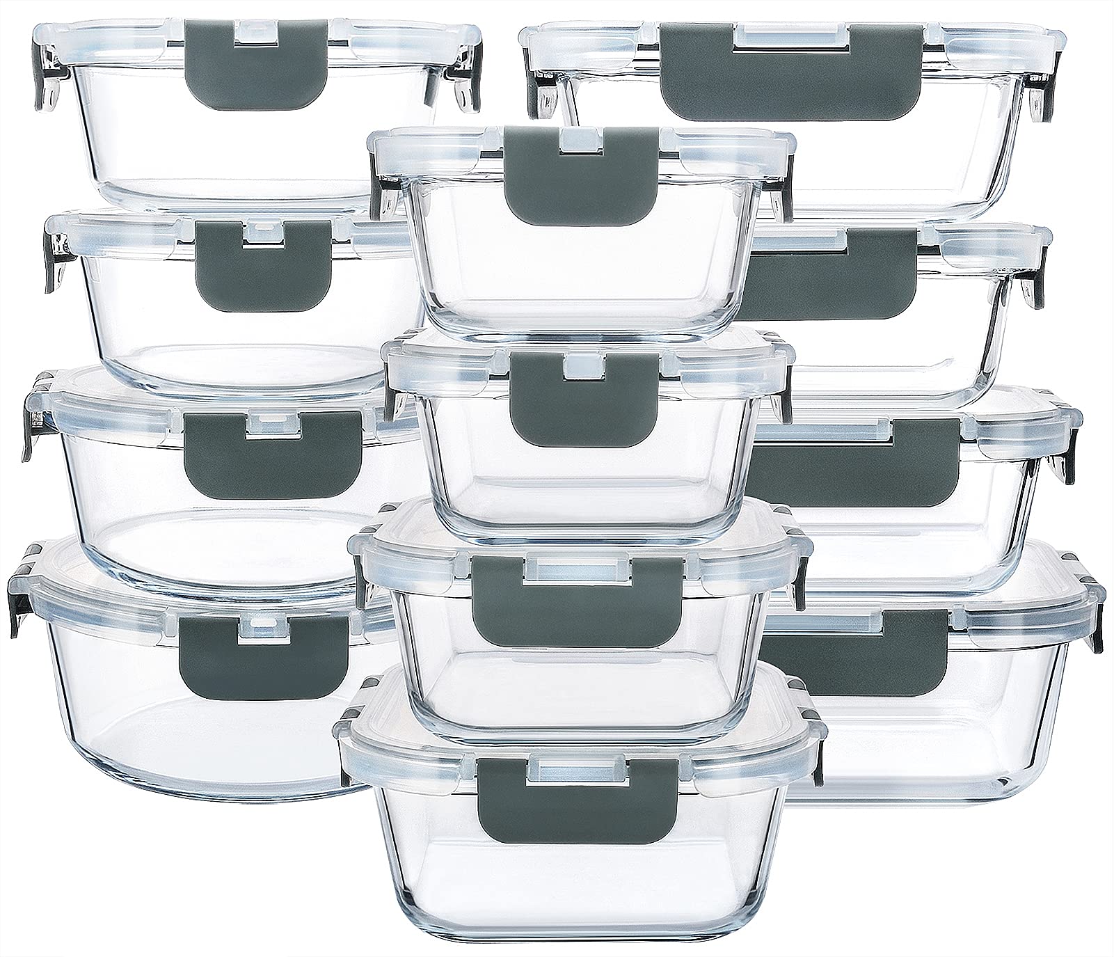 MCIRCO Vorratsdosen-Set aus Glas für Lebensmittel, 24-teilig