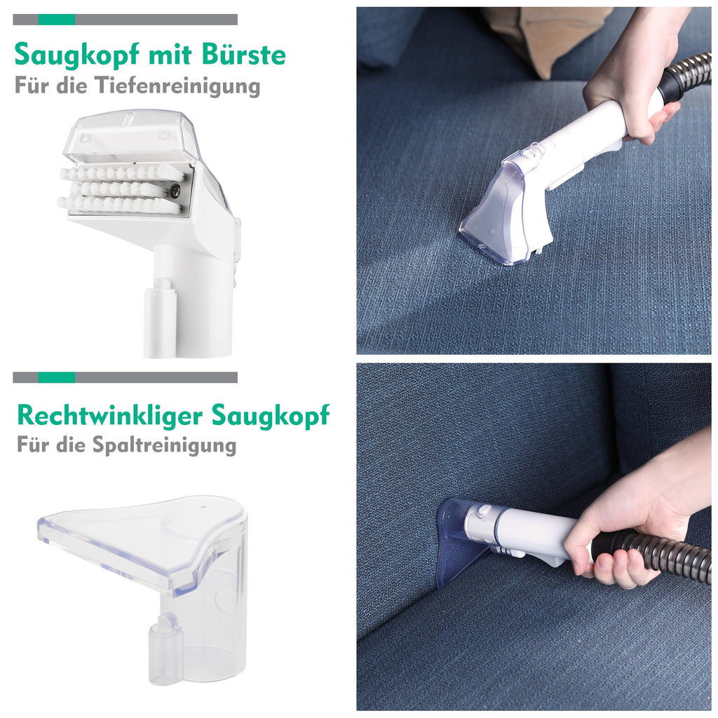 HAUSHOF Waschsauger Teppichreiniger, StainZapper Fleckenreiniger für Teppich mit Reinigungsmittel, Sofa, Vorleger, Polster, Treppen, Auto, 28,5cm X 15cm X 26,5cm, 400W, Weiß/Grau
